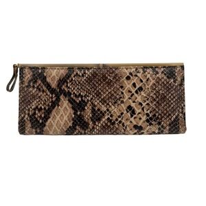 Navoh Snakeskin Print Clutch Evening Bag With Chain Strap Gold Tone Clasp